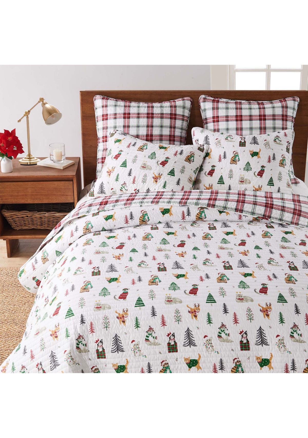 Meowy Christmas King Quilt Set
