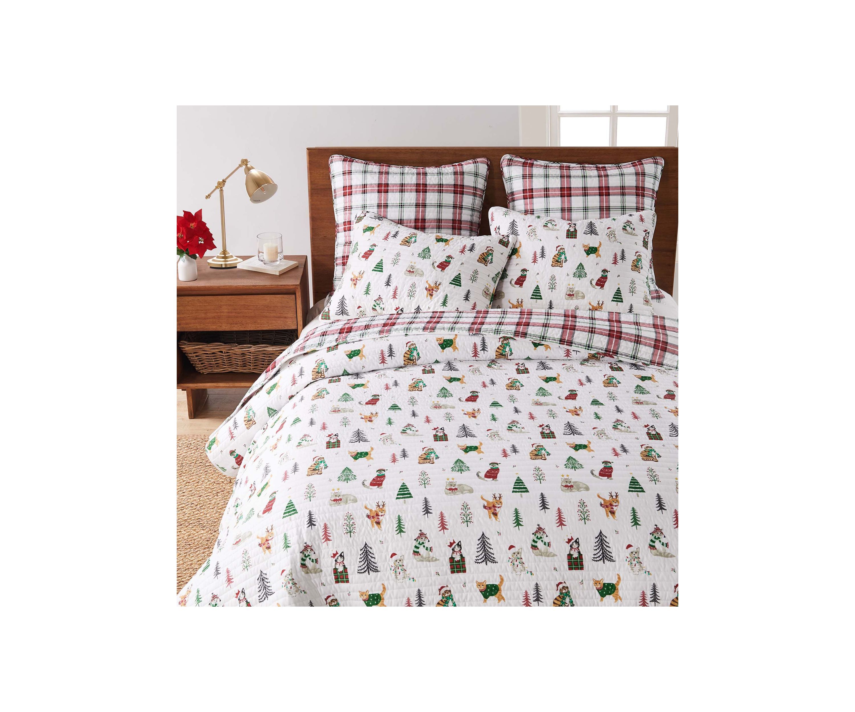 Meowy Christmas King Quilt Set