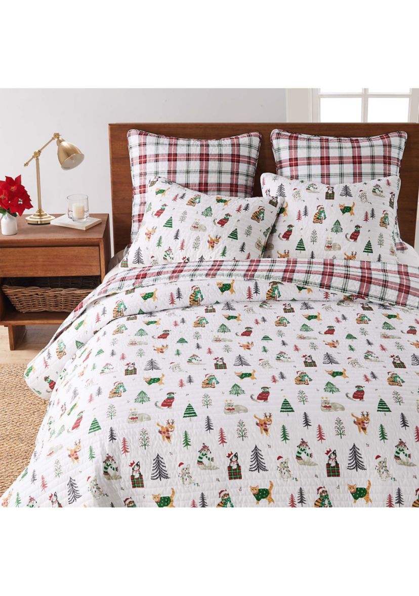 Meowy Christmas King Quilt Set
