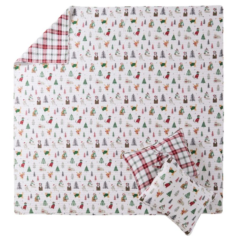 Meowy Christmas King Quilt Set
