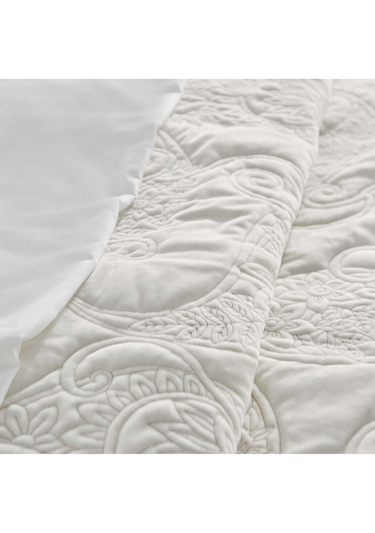 Cream Velvet King  Quilt Set