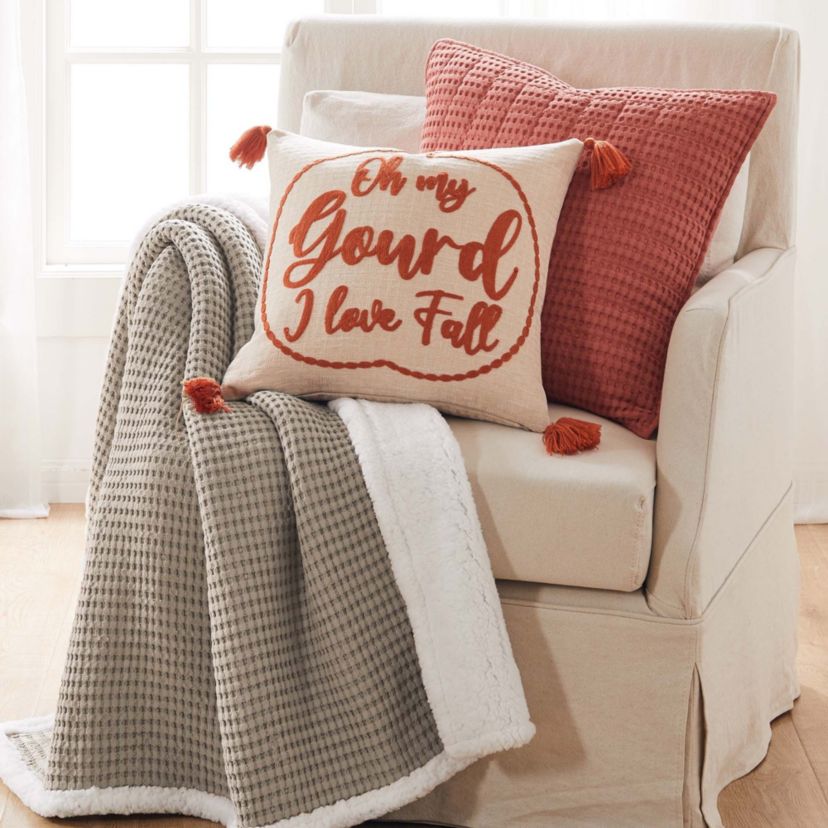 Mills Waffle Red Sherpa Throw