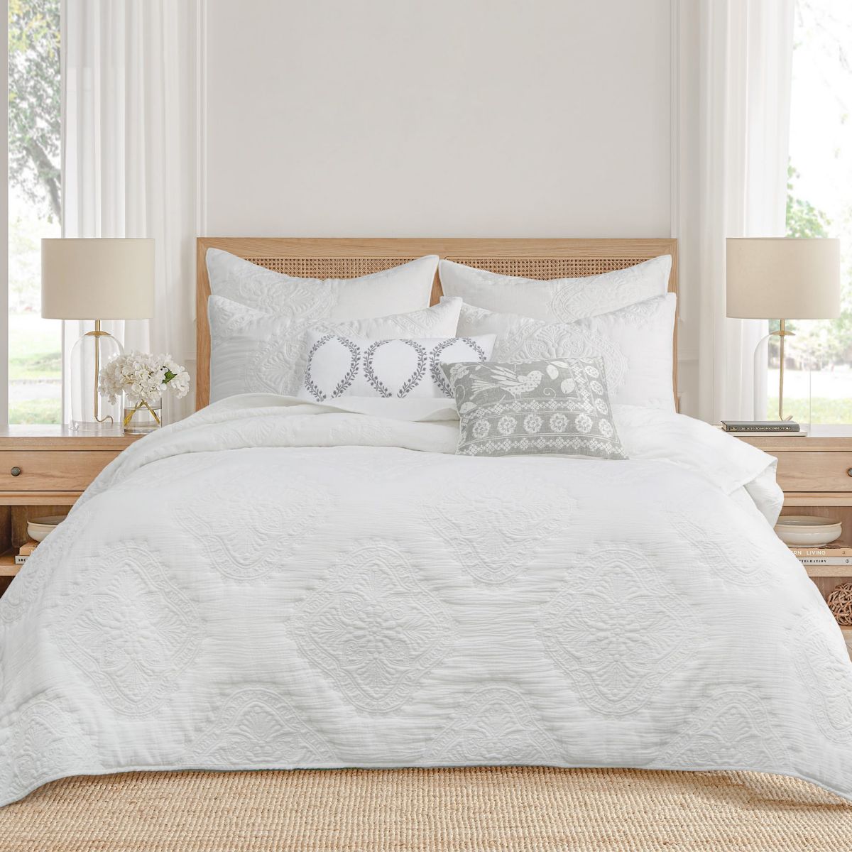 Muslin Stitch Cream Quilt Set