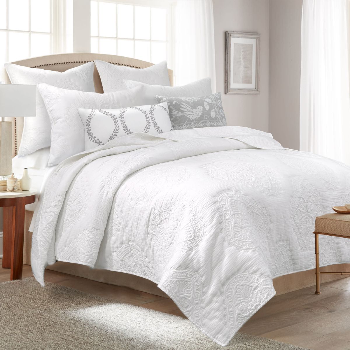 Muslin Stitch Cream Quilt Set