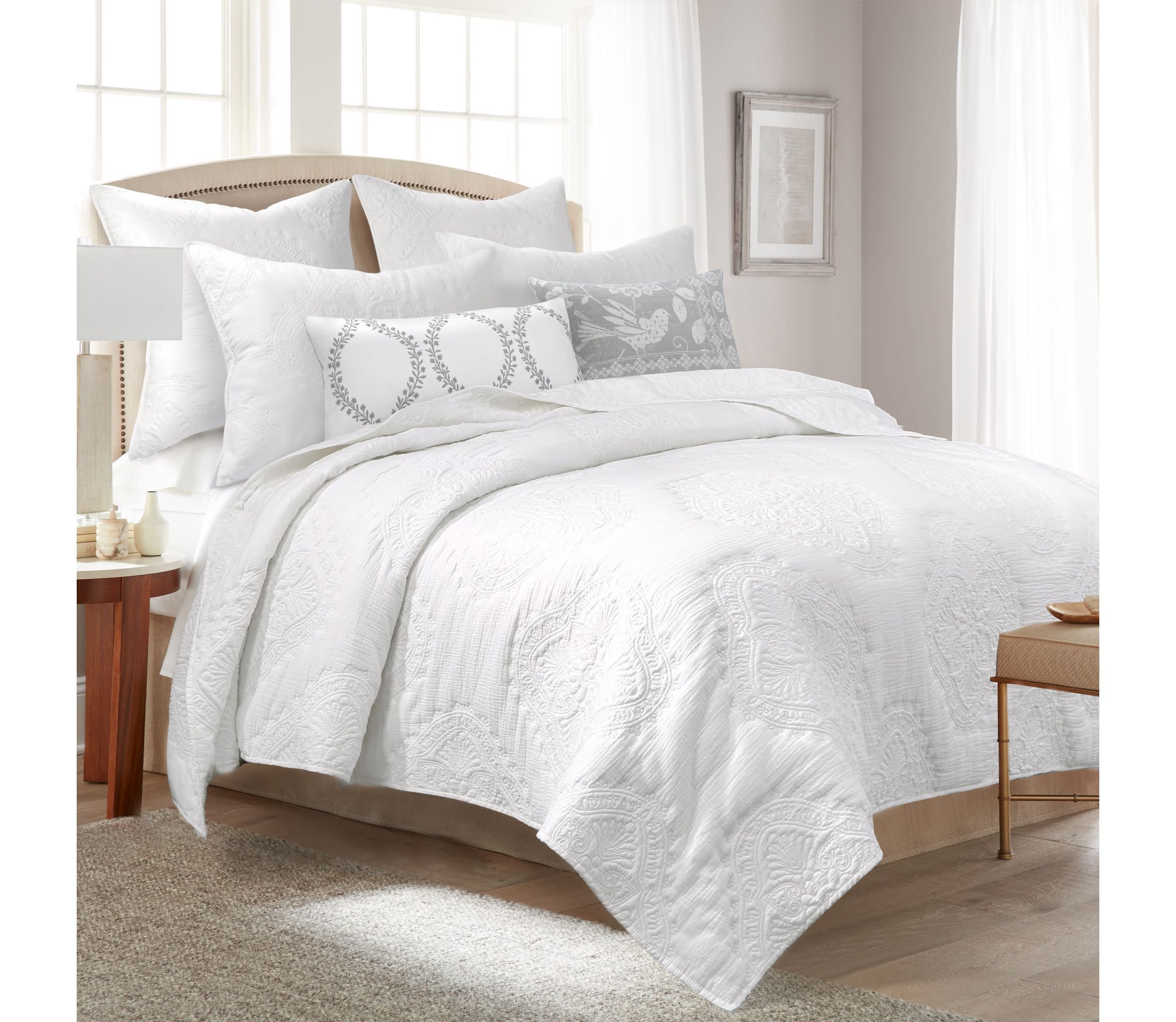 Muslin Stitch Cream Quilt Set
