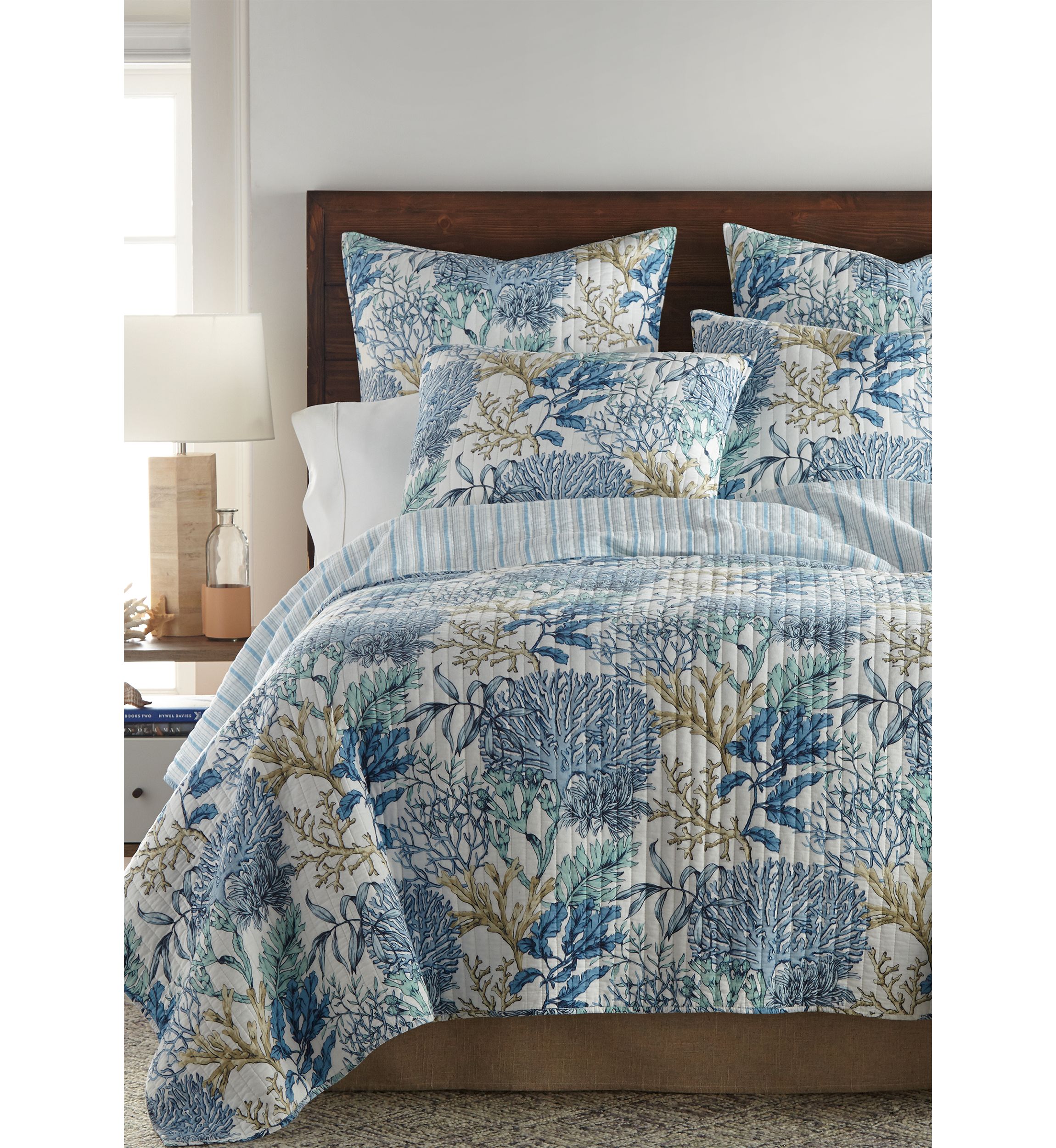 Mahina Blue Reversible Quilt Set