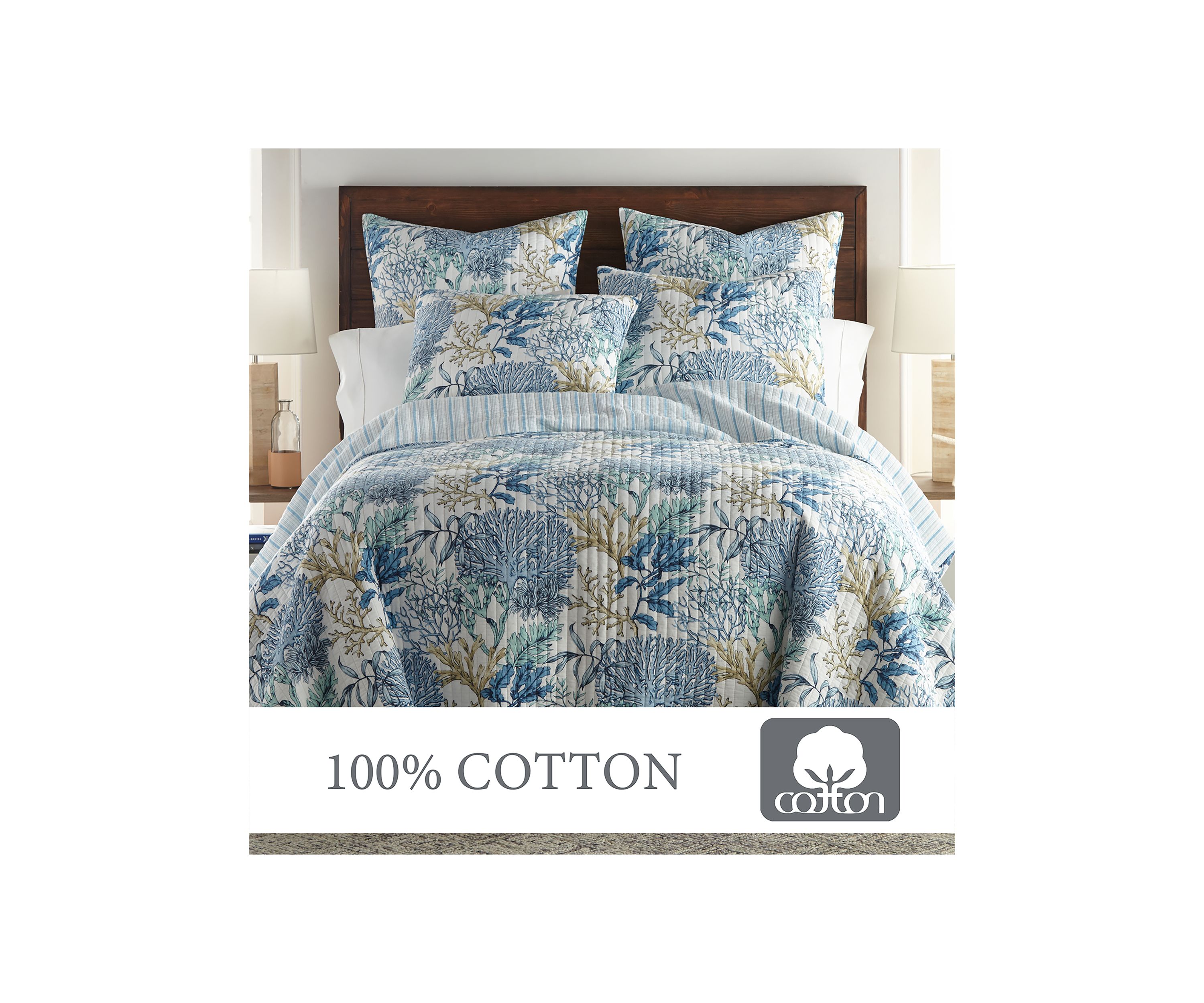 Mahina Blue Reversible Quilt Set