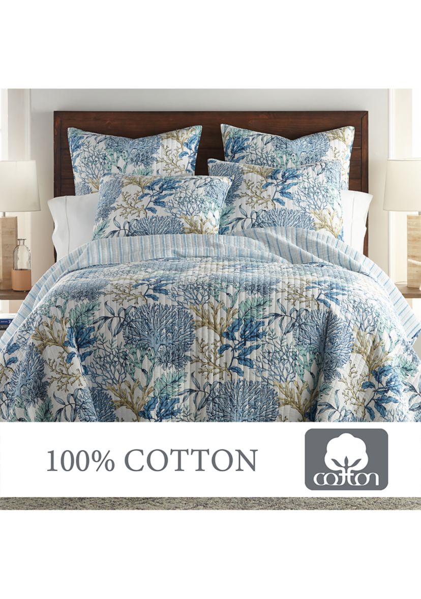 Mahina Blue Reversible Quilt Set