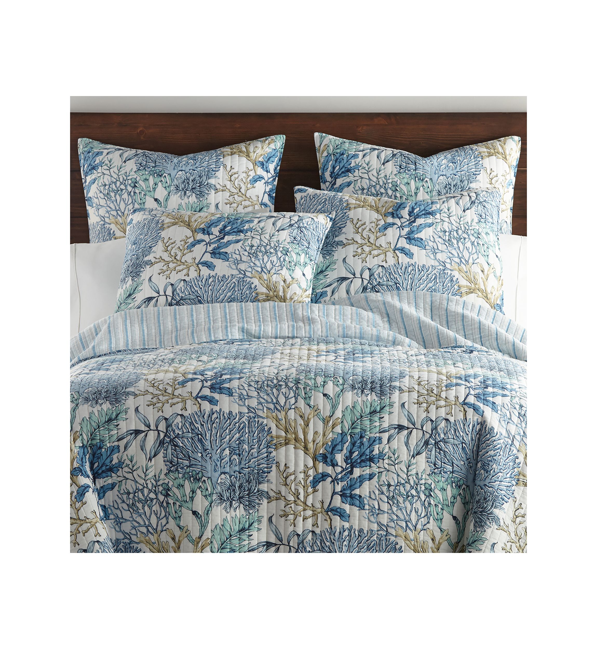 Mahina Blue Reversible Quilt Set