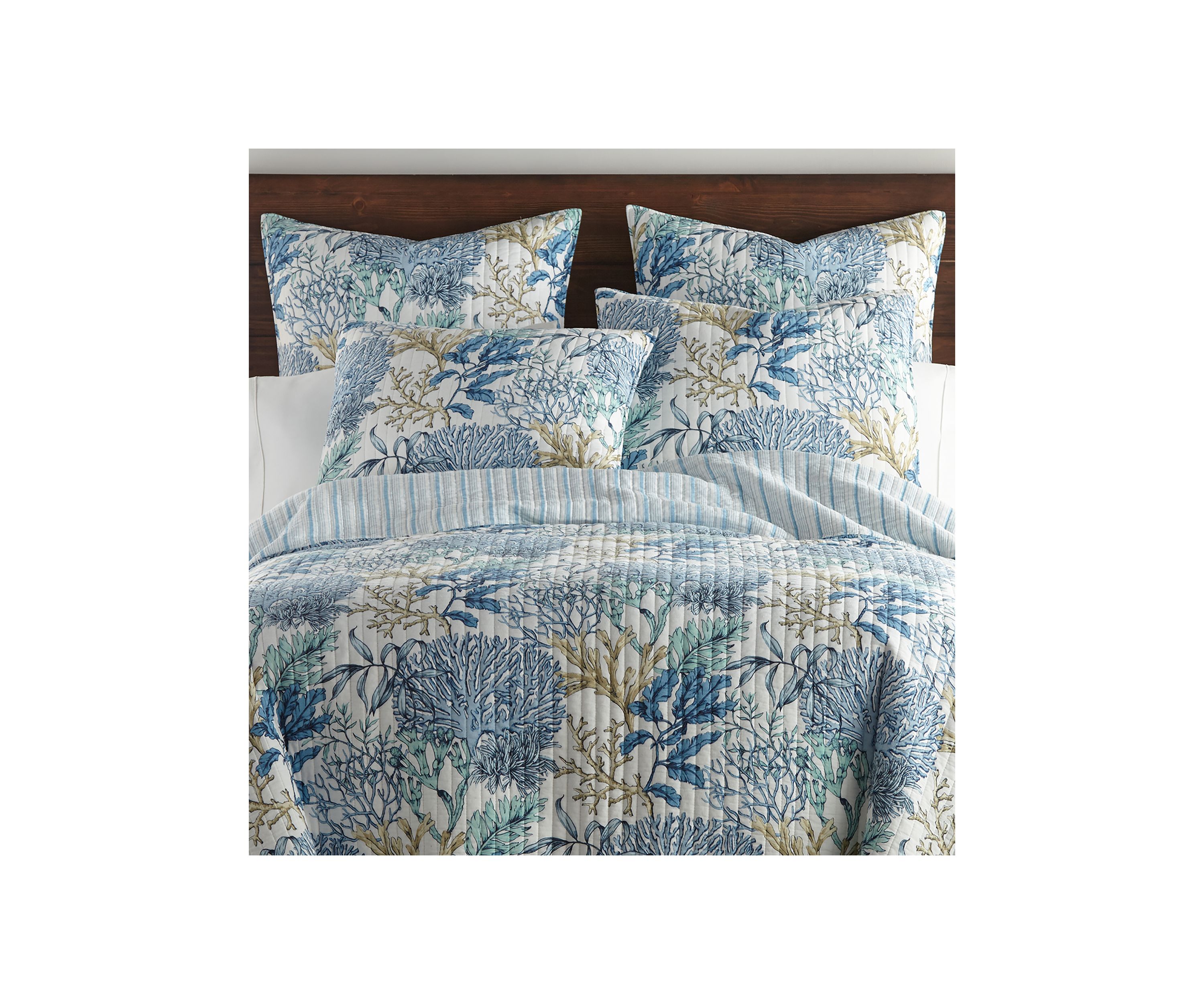 Mahina Blue Reversible Quilt Set