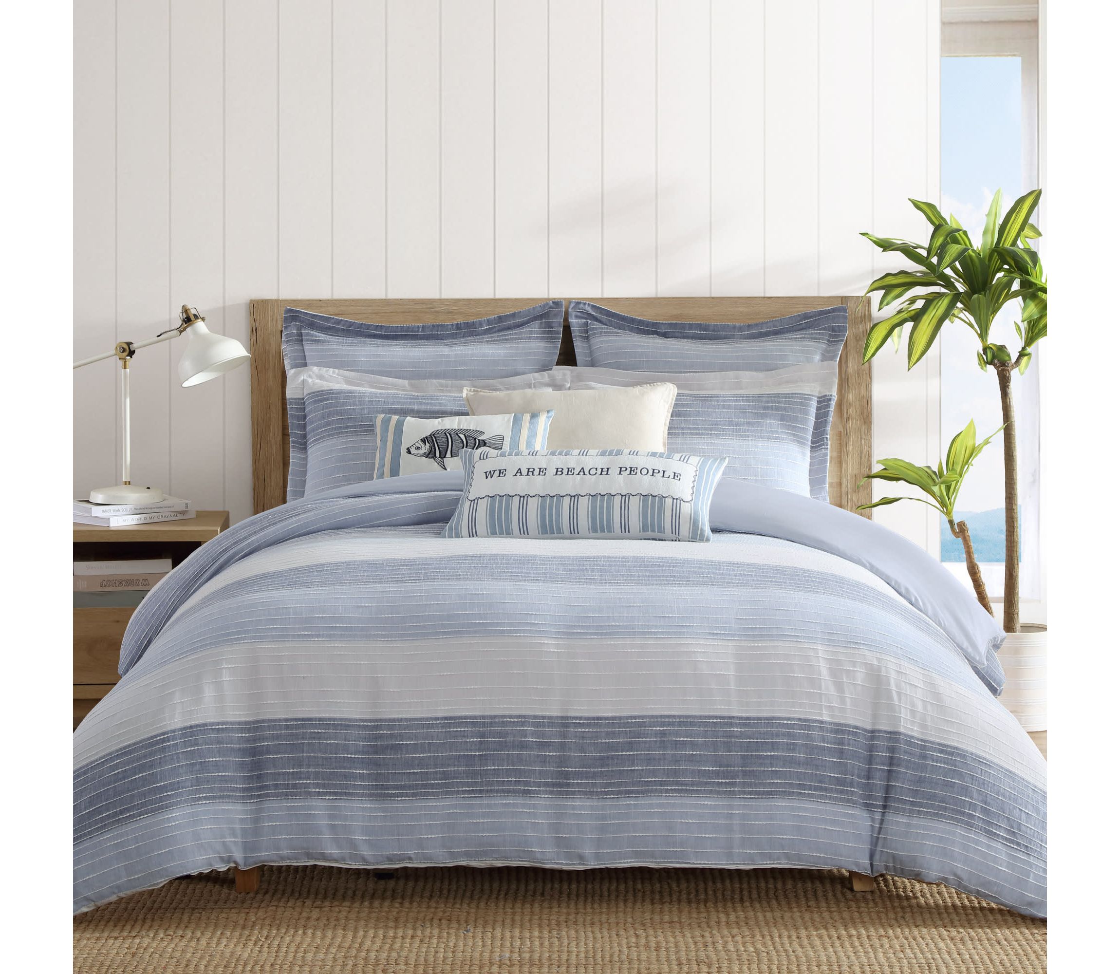 Sand Stripes Blue Twin 2pc Comforter Set