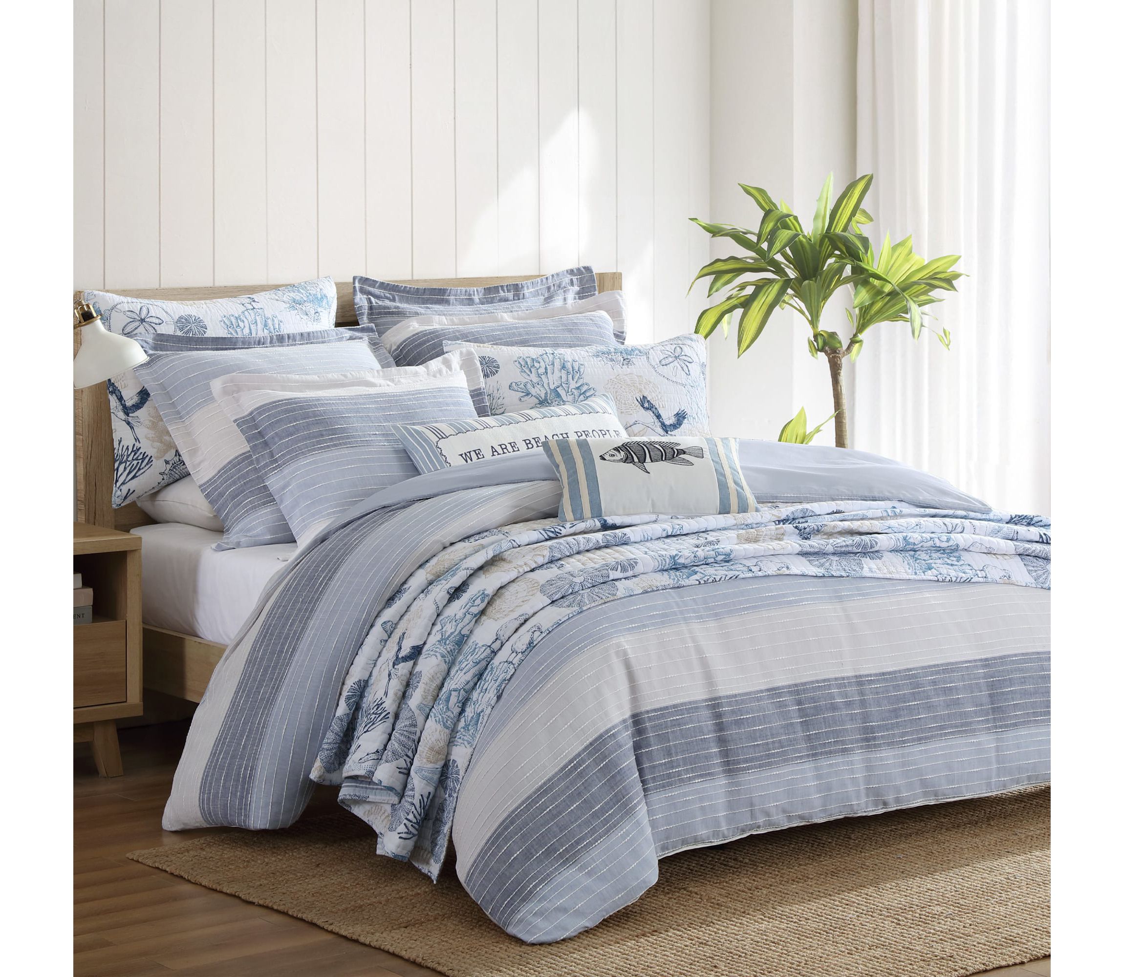 Sand Stripes Blue Twin 2pc Comforter Set
