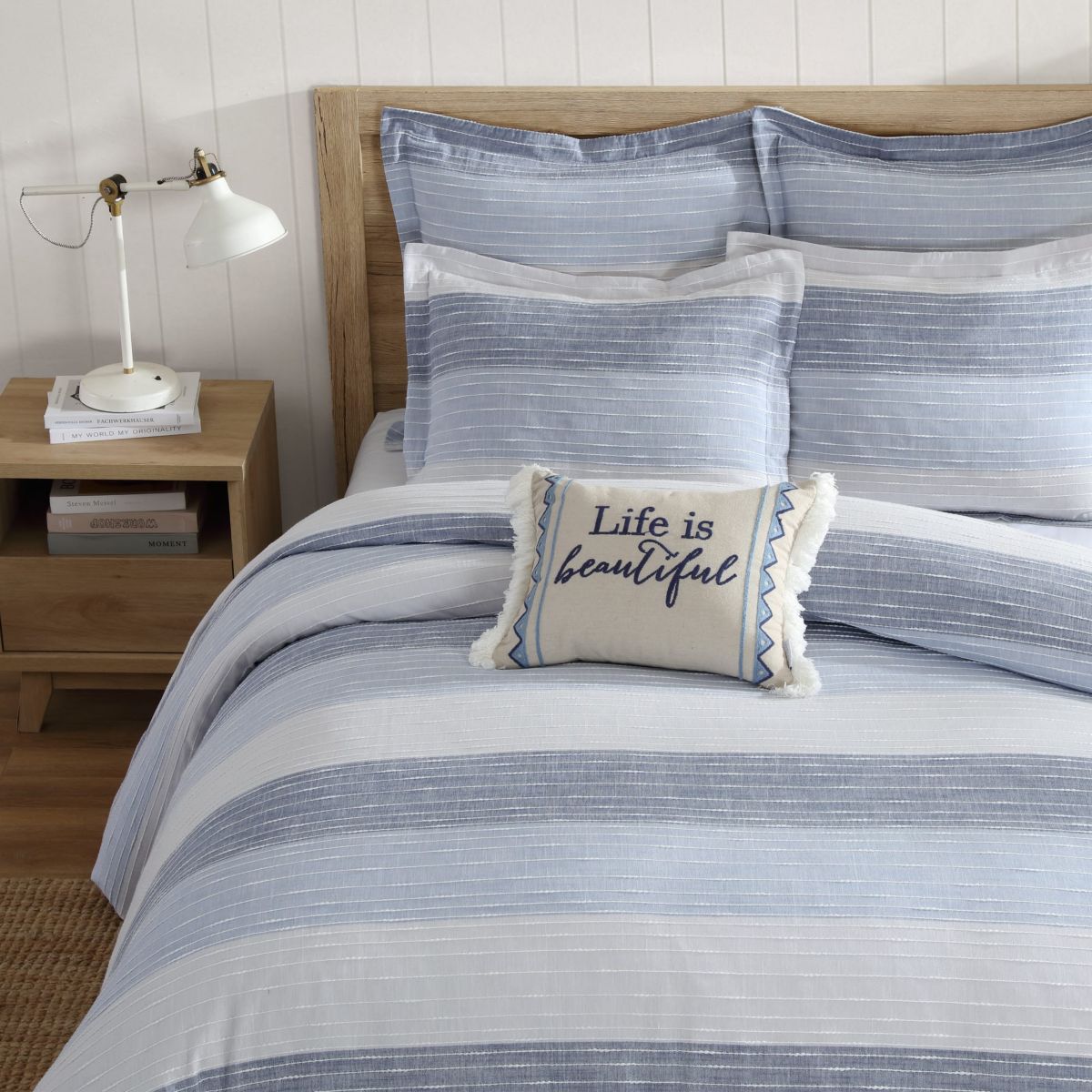 Sand Stripes Blue Twin 2pc Comforter Set