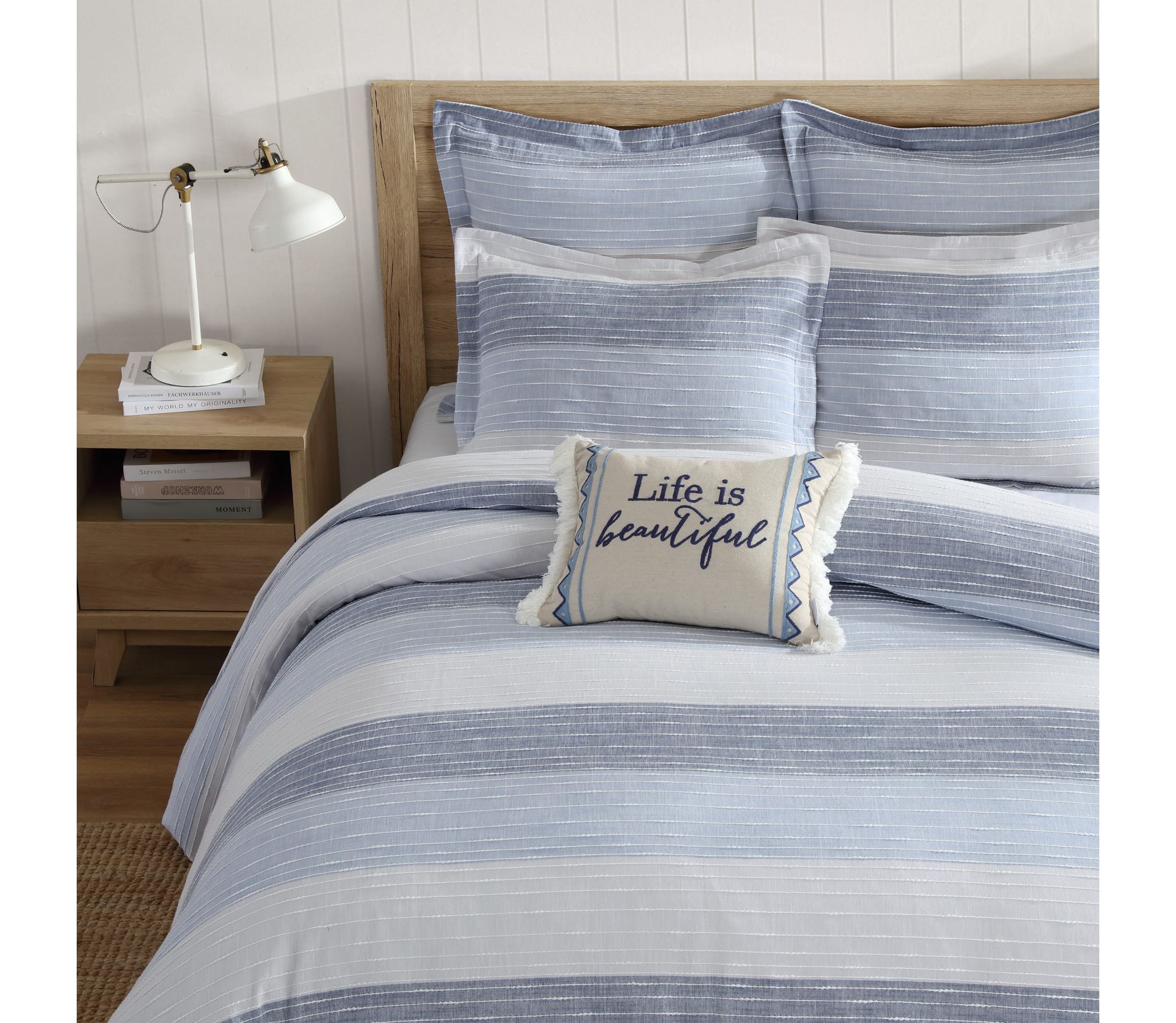 Sand Stripes Blue Twin 2pc Comforter Set