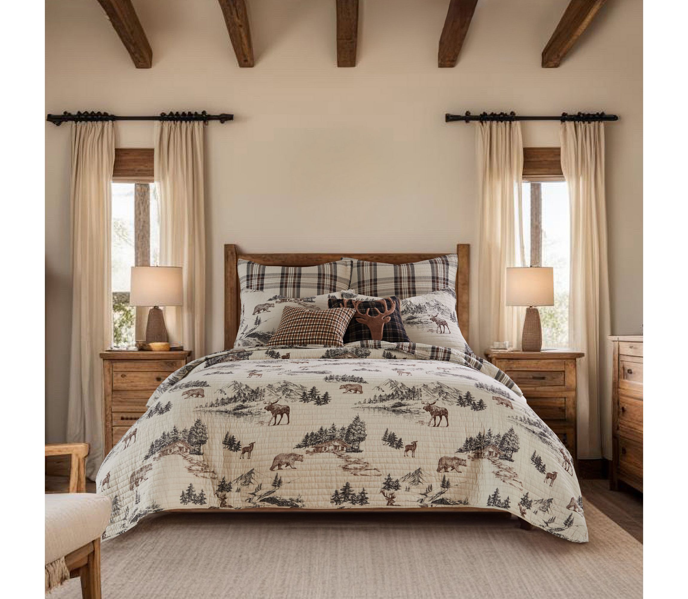 Lodge Toile Quilt Set