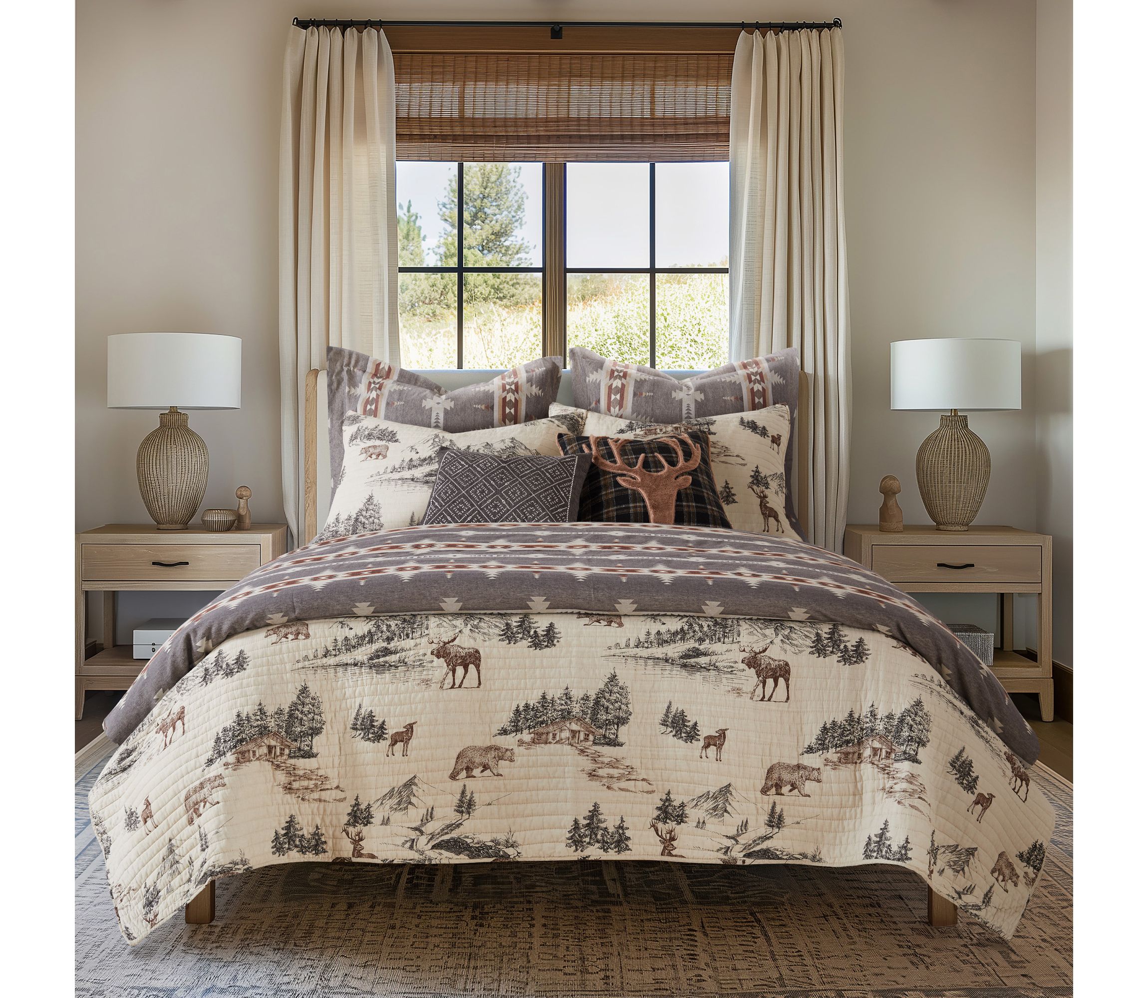 Lodge Toile Quilt Set