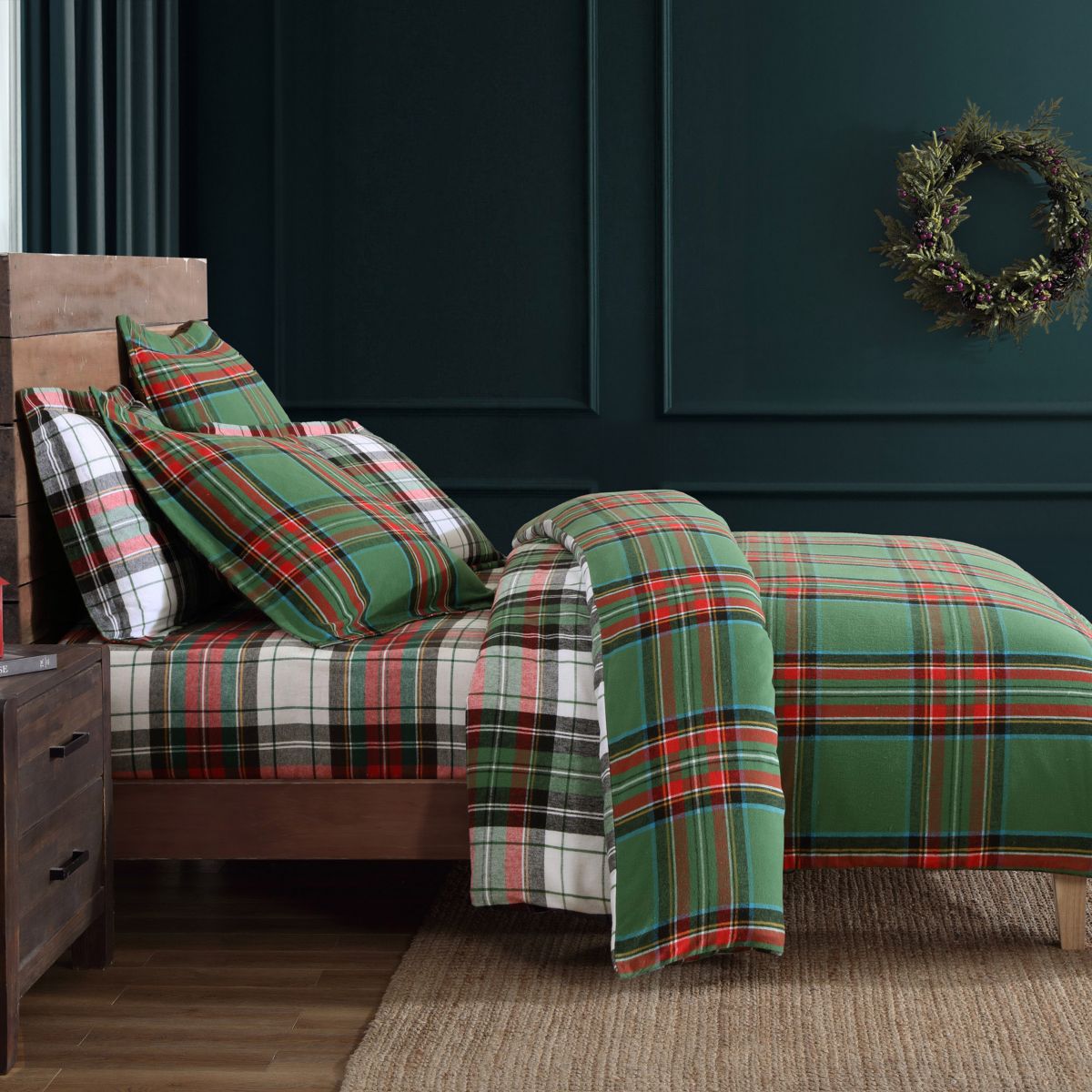 Spencer Plaid Green Comforter Set