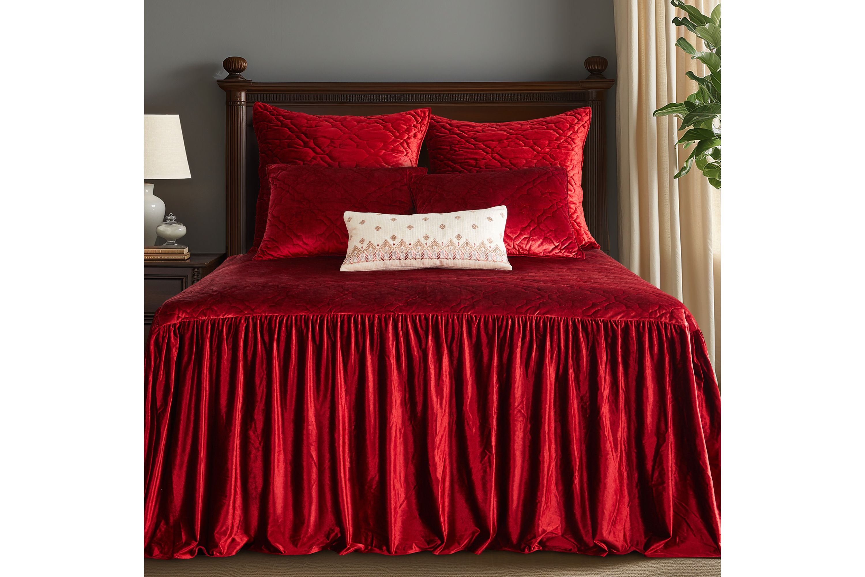 Caserta Velvet Red Bedspread