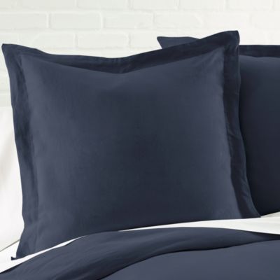 Levtex Home French Flax Washed Linen Sham with Flange, Navy Blue, Standard