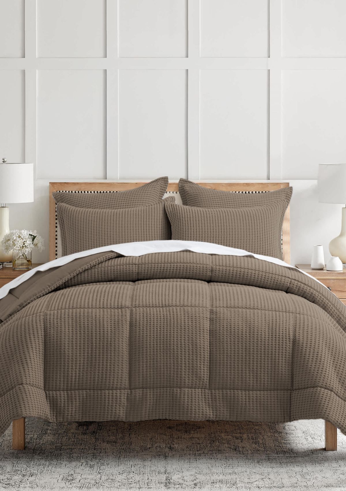 Mills Waffle Slate Blue Comforter Set