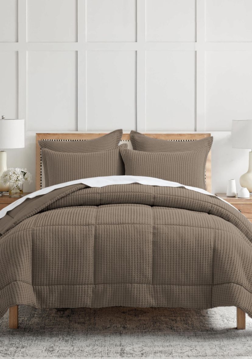 Mills Waffle Slate Blue Comforter Set