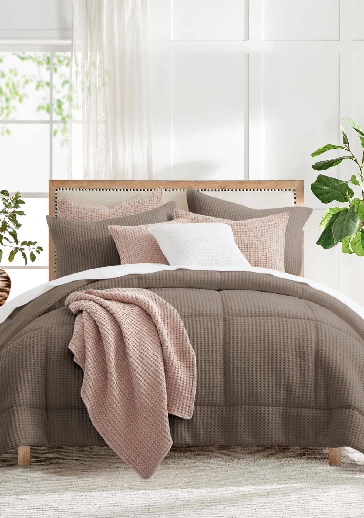 Mills Waffle Slate Blue Comforter Set