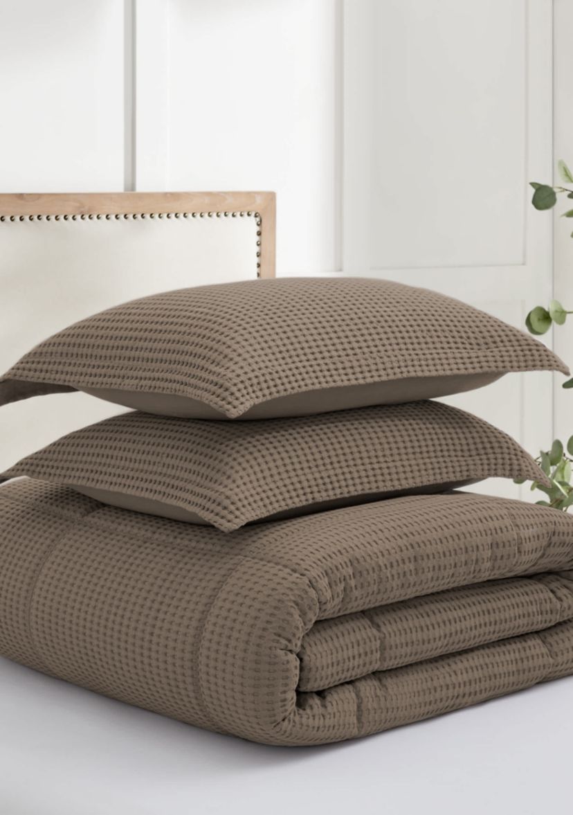 Mills Waffle Slate Blue Comforter Set