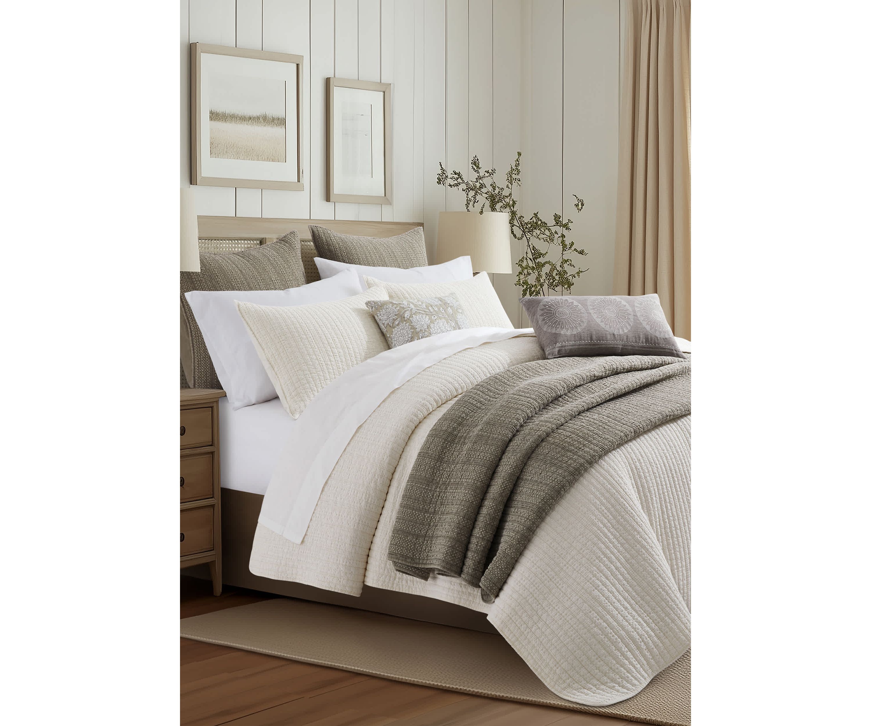 Loden Cream Quilt Set