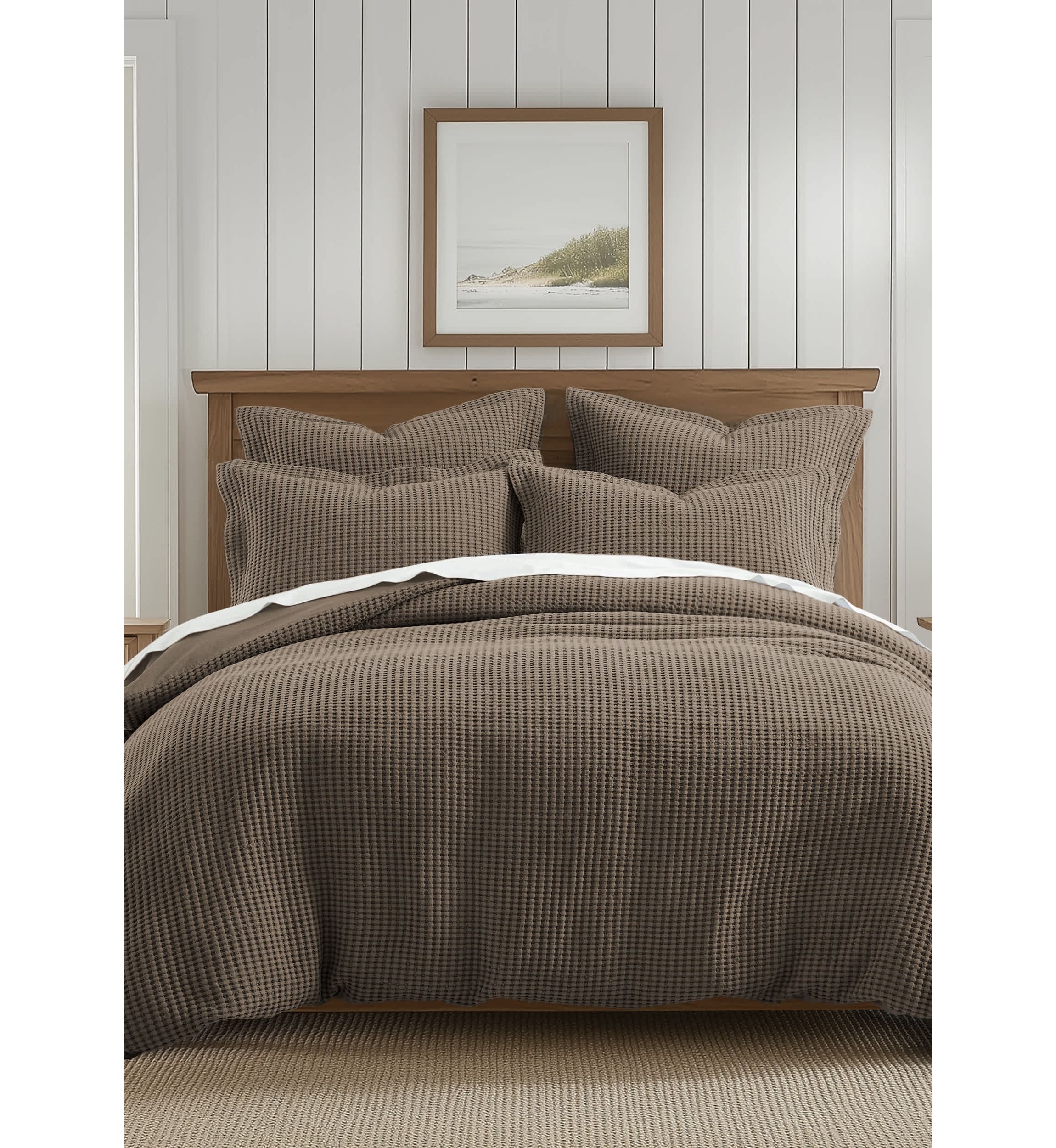 Mills Waffle Forest Green Duvet Set