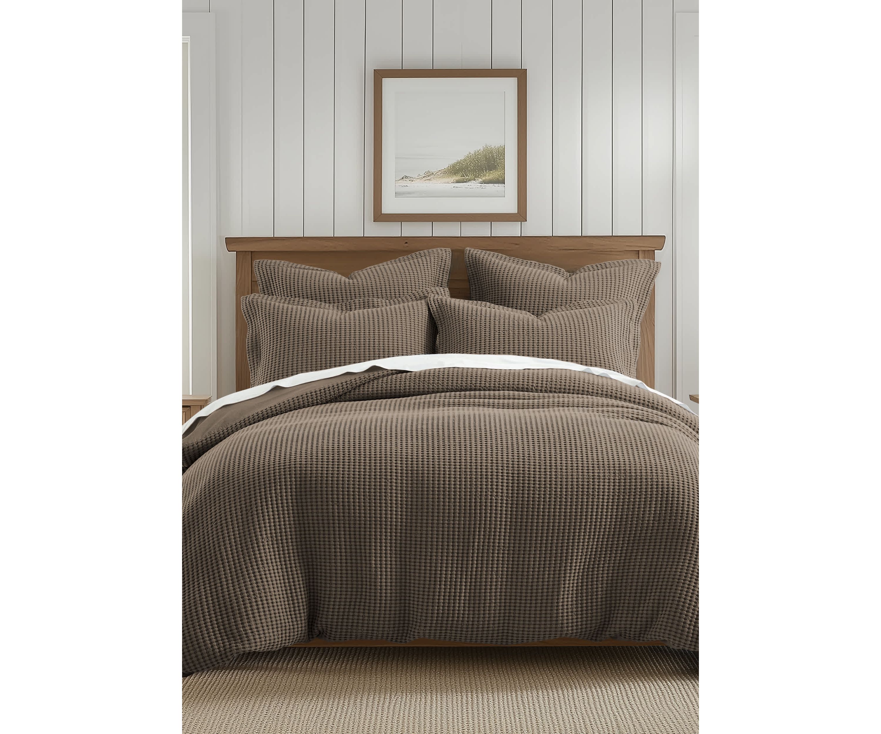 Mills Waffle Forest Green Duvet Set