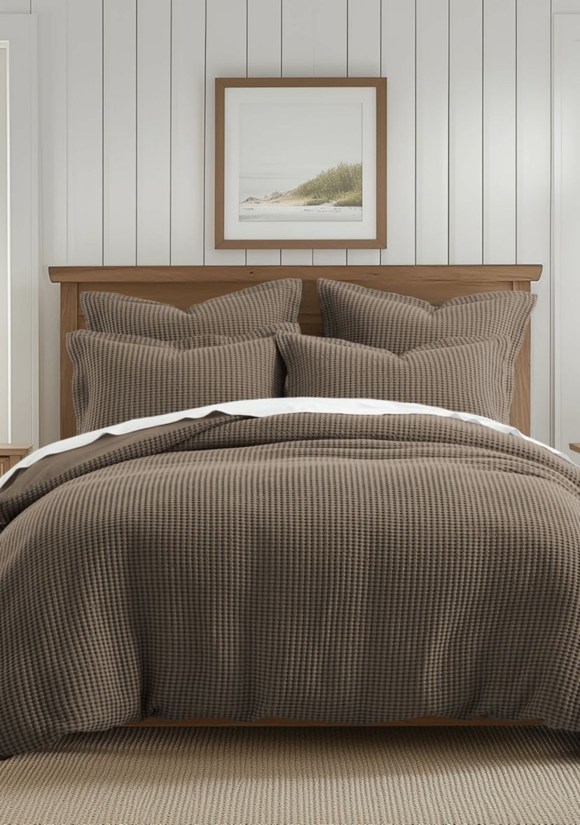 Mills Waffle Forest Green Duvet Set