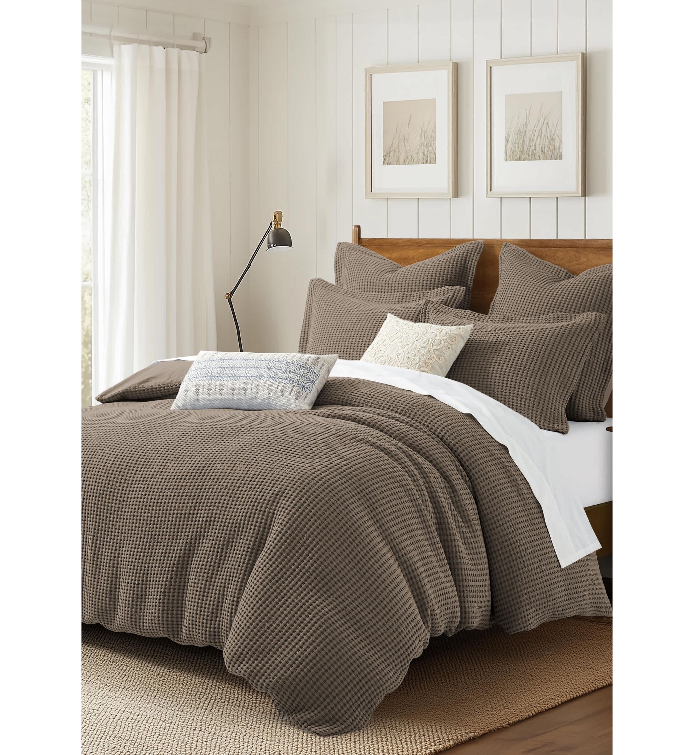 Mills Waffle Forest Green Duvet Set