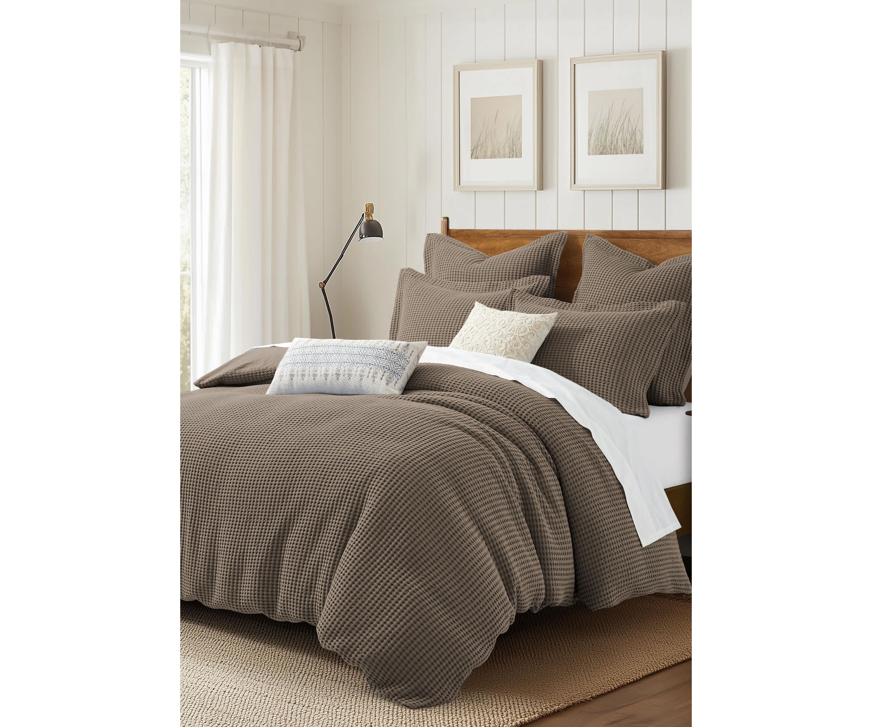 Mills Waffle Forest Green Duvet Set