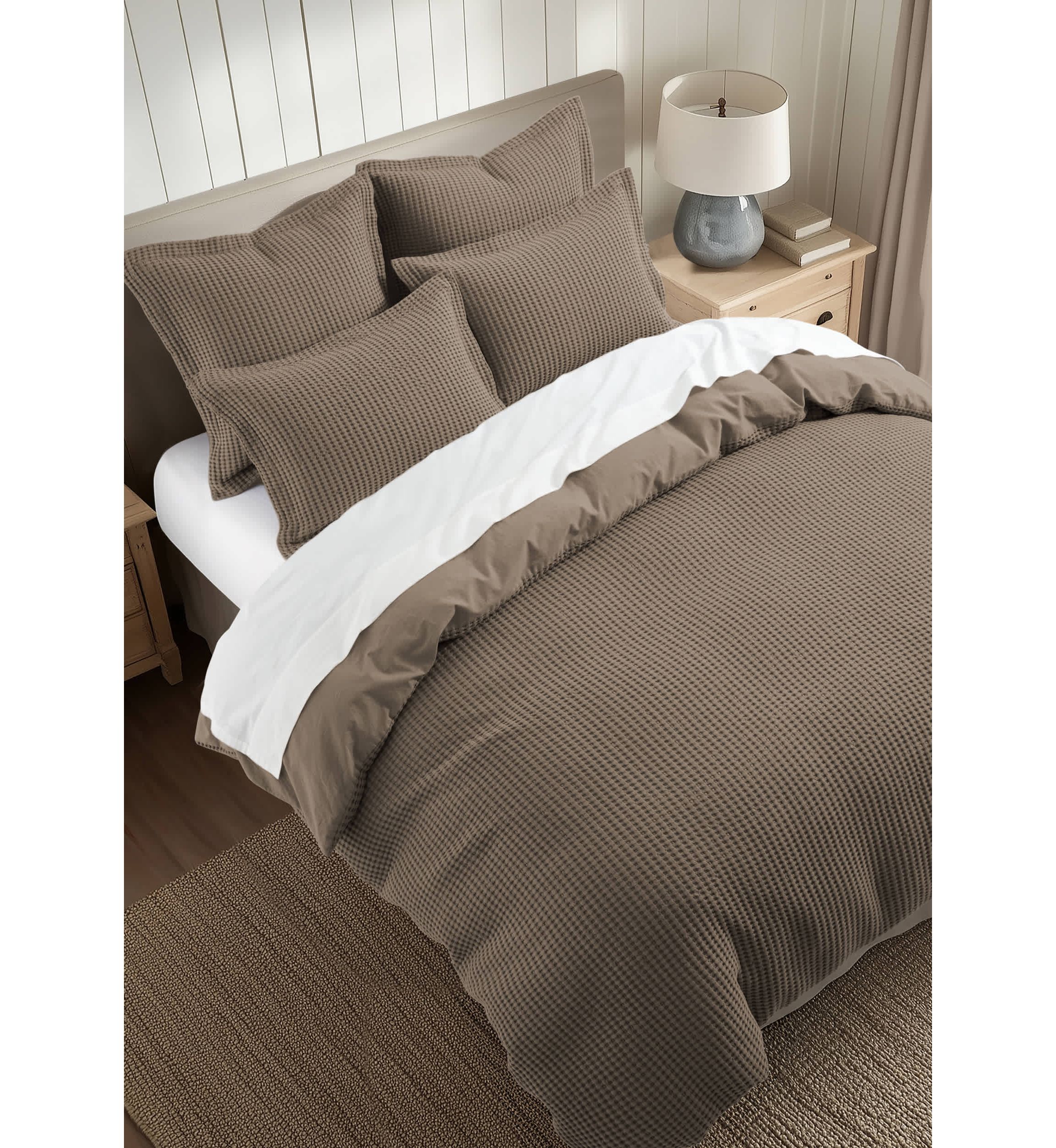 Mills Waffle Forest Green Duvet Set