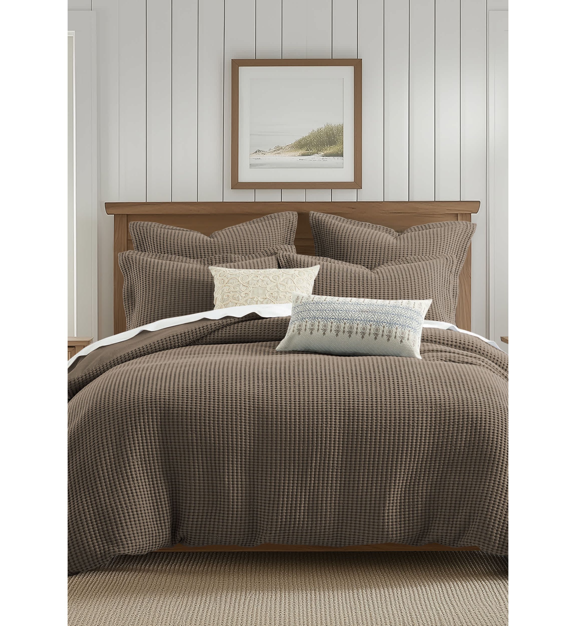 Mills Waffle Forest Green Duvet Set