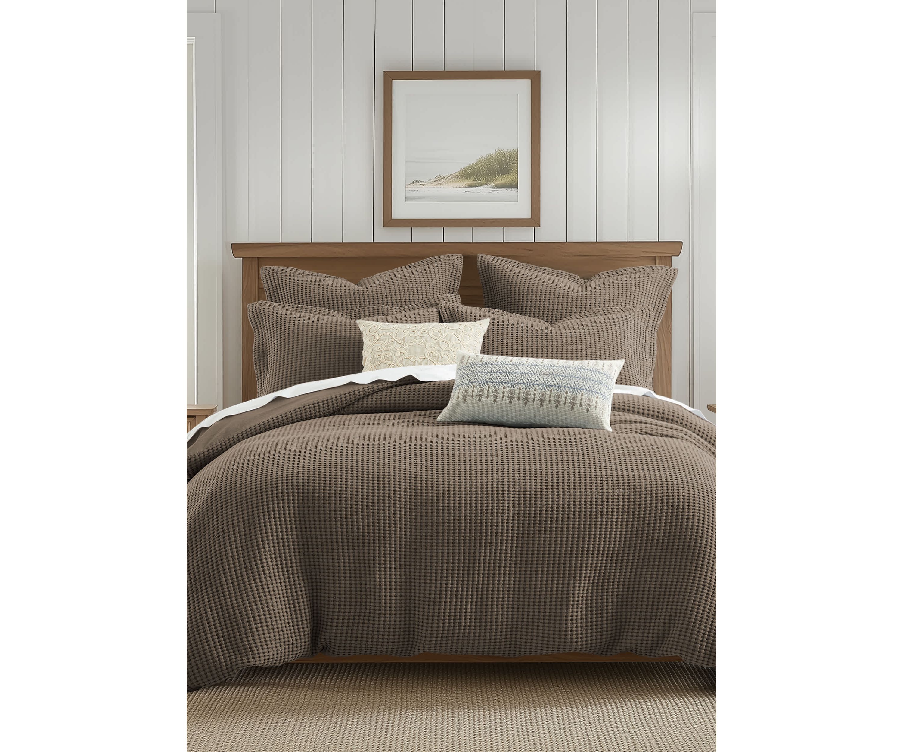 Mills Waffle Forest Green Duvet Set