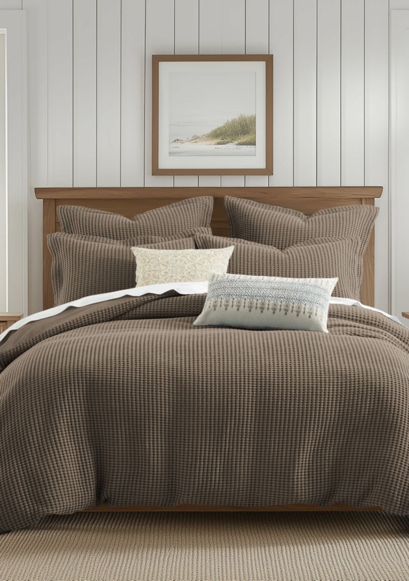 Mills Waffle Forest Green Duvet Set