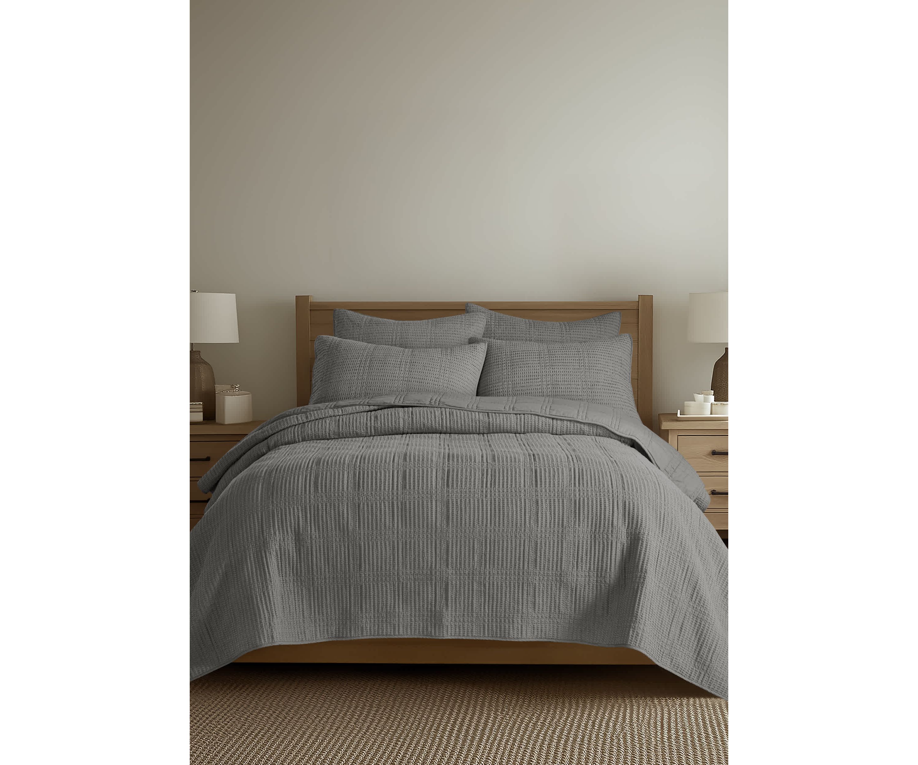 Cloud Waffle Undyed Cream Quilt Set
