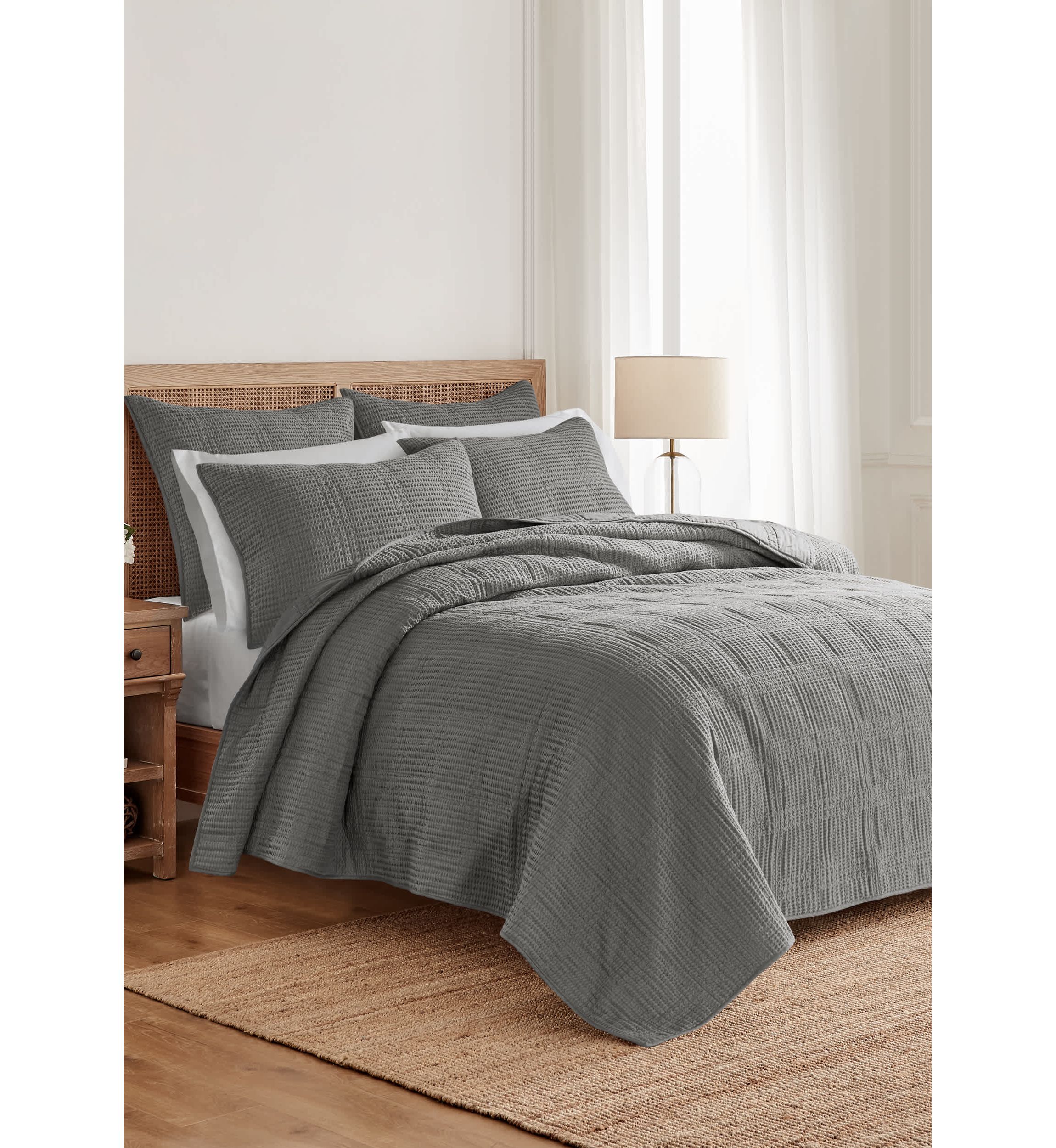 Cloud Waffle Undyed Cream Quilt Set