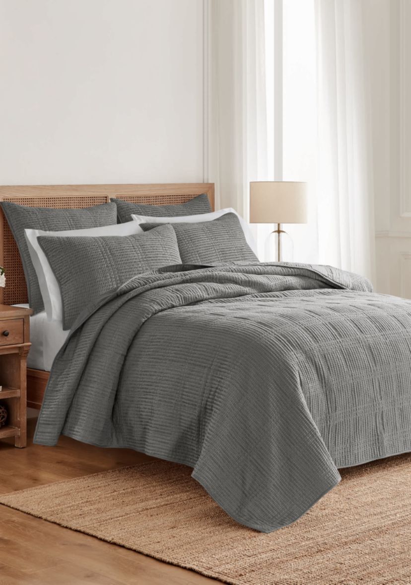 Cloud Waffle Undyed Cream Quilt Set