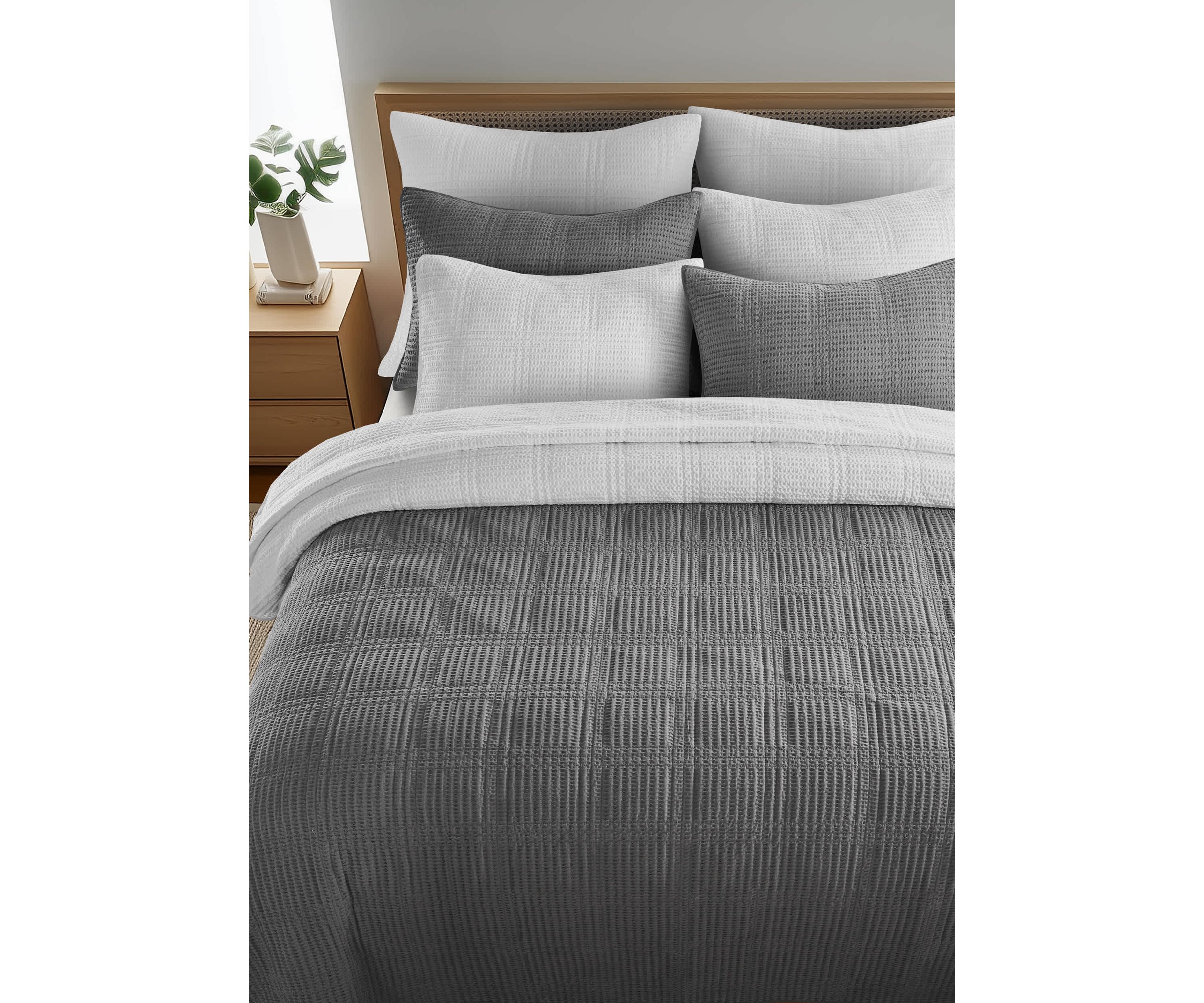 Cloud Waffle Undyed Cream Quilt Set