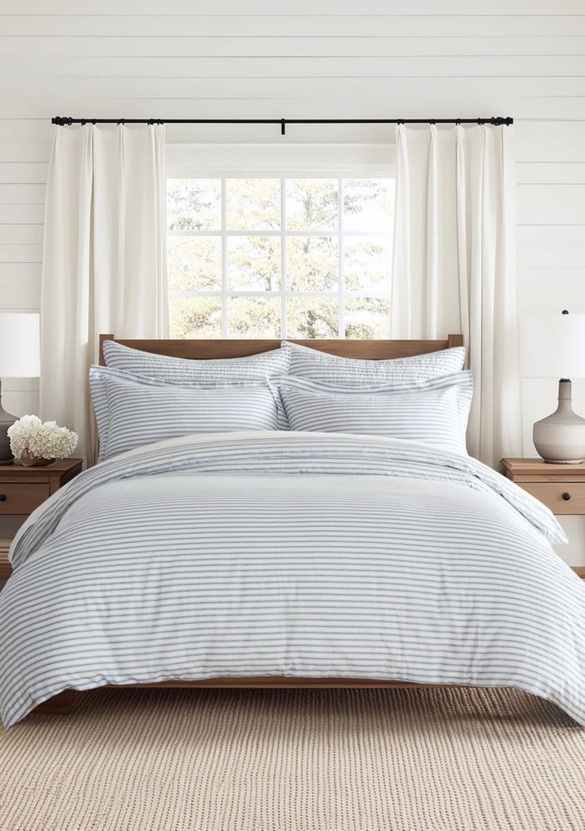 Tobago Stripe Blue Duvet Cover Set