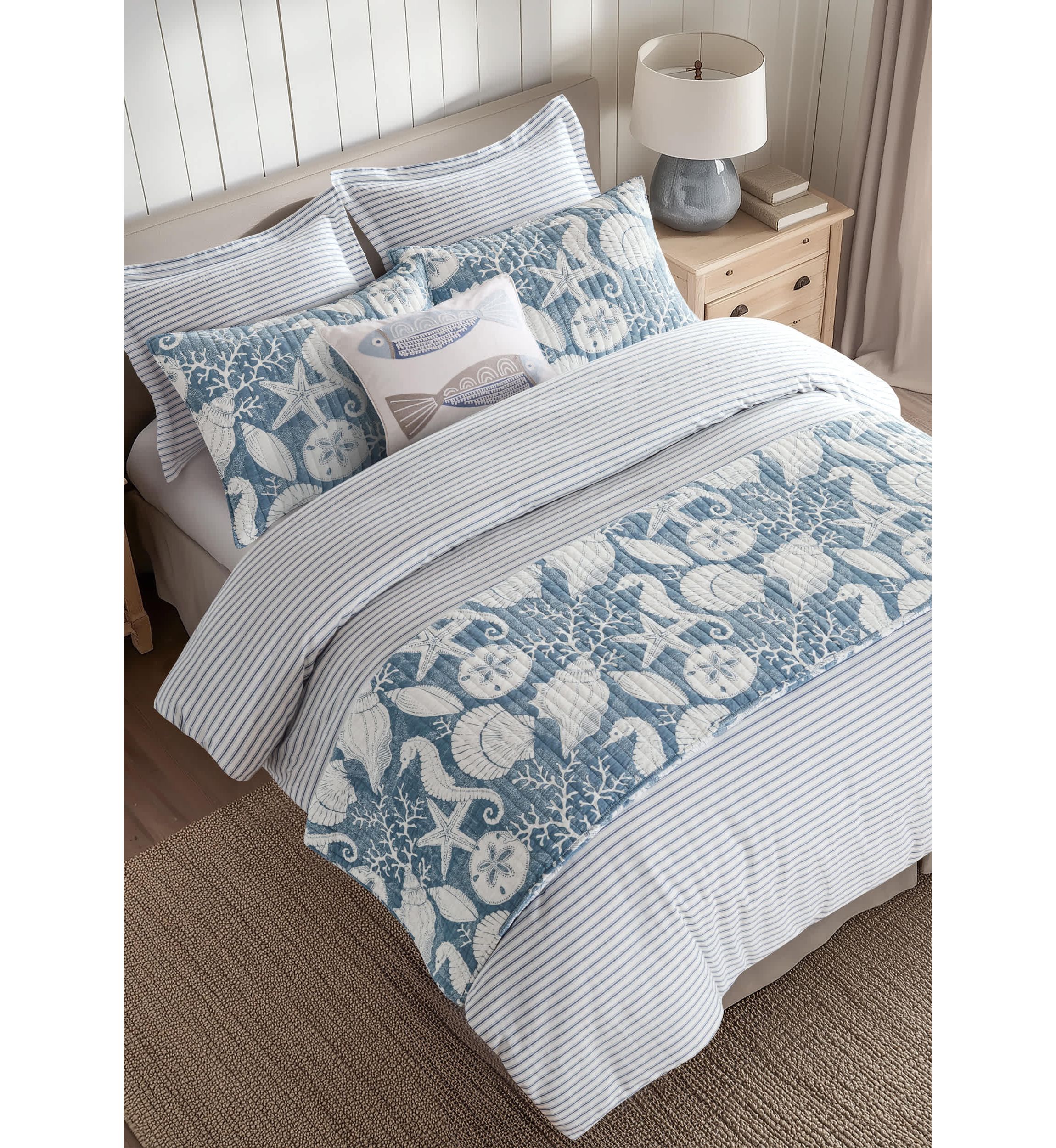 Tobago Stripe Blue Duvet Cover Set