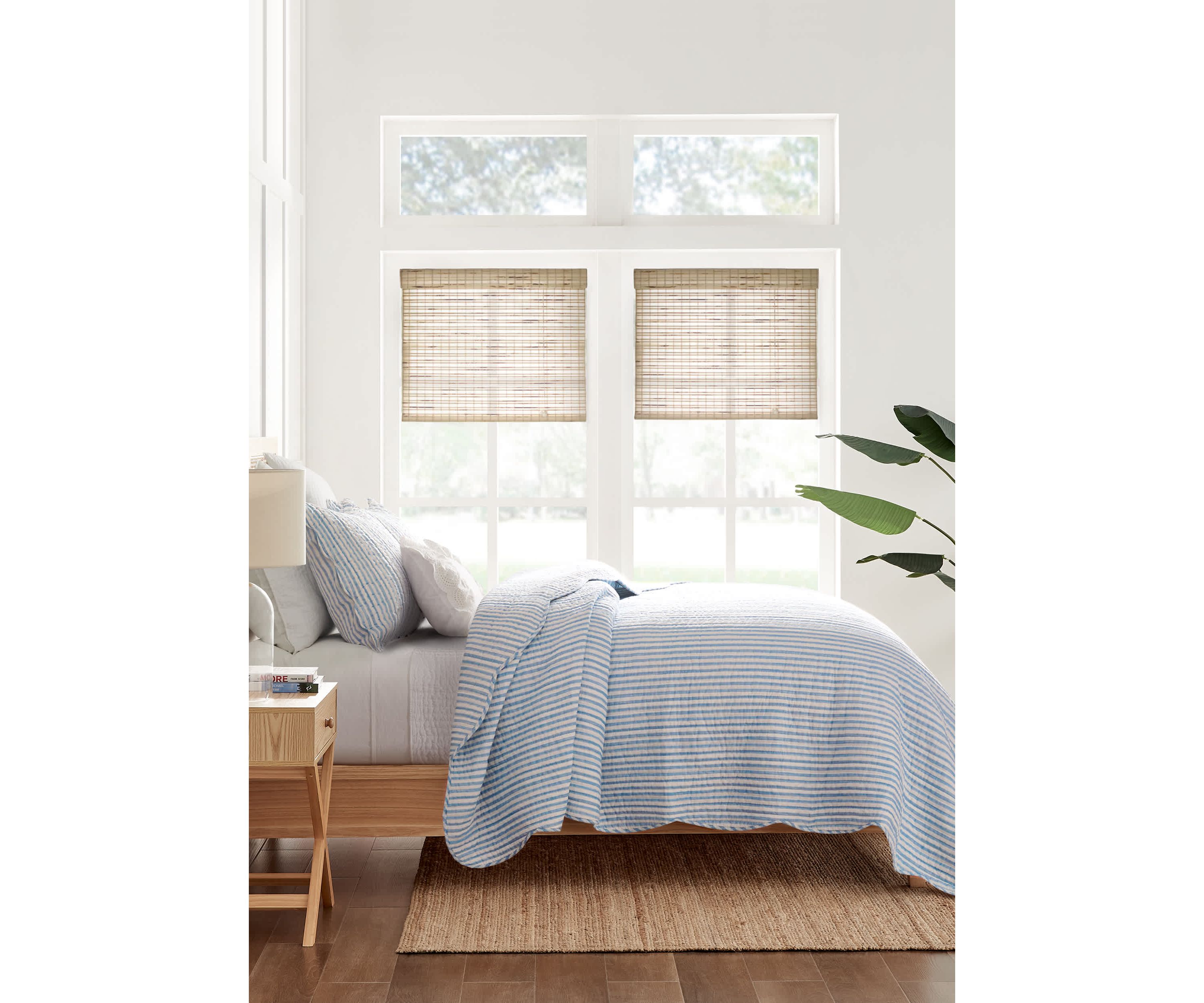 Martha Stripe Blue Quilt Set