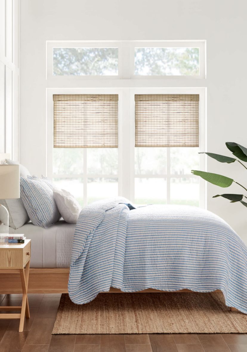 Martha Stripe Blue Quilt Set