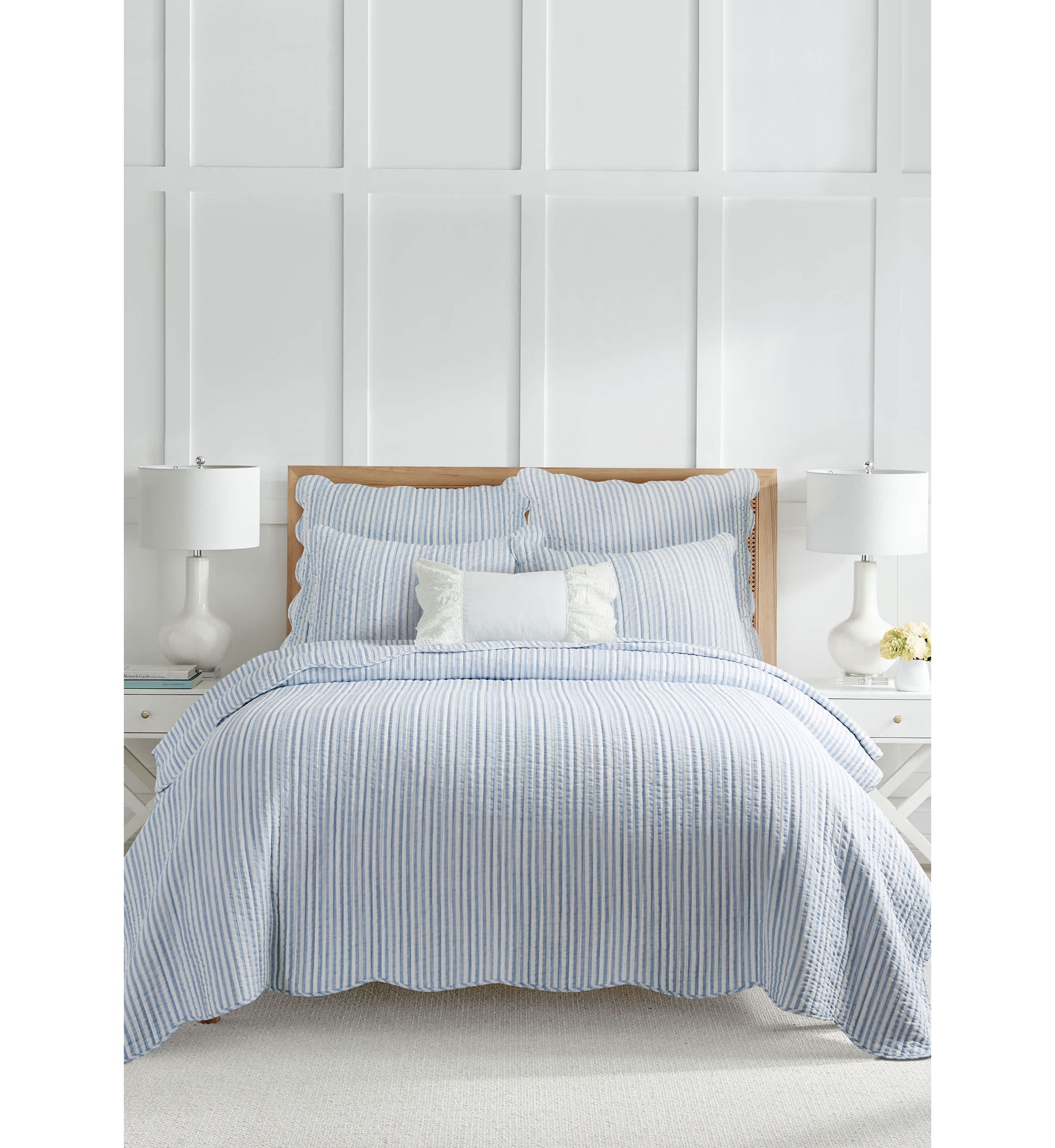 Martha Stripe Blue Quilt Set