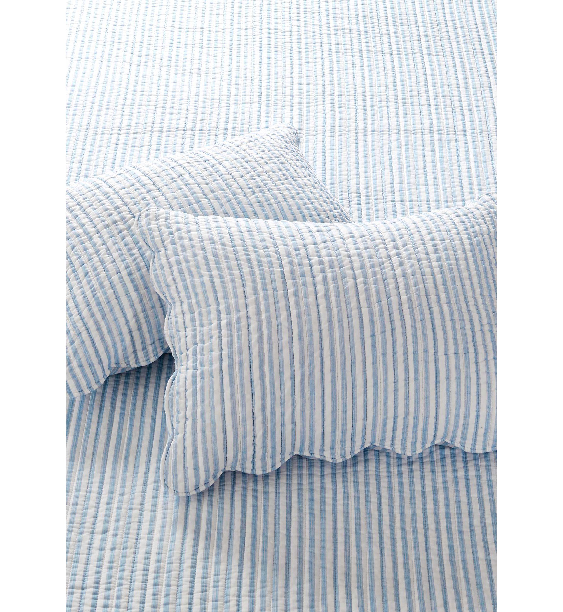 Martha Stripe Blue Quilt Set