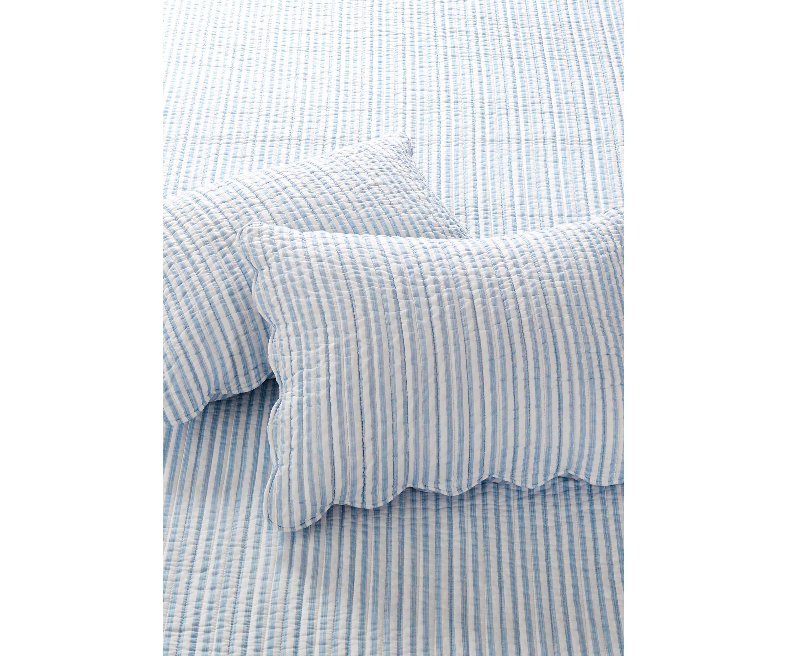 Martha Stripe Blue Quilt Set