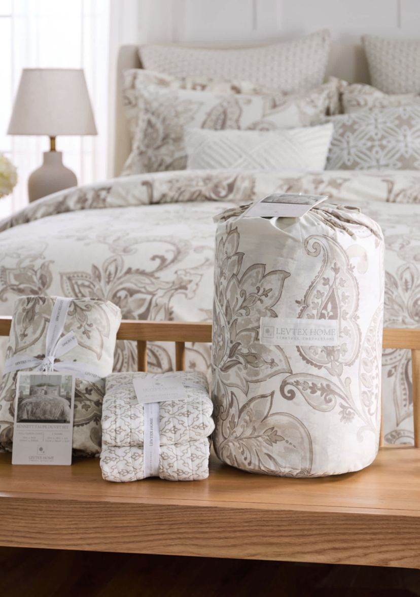 Bennett Taupe Duvet Cover Set