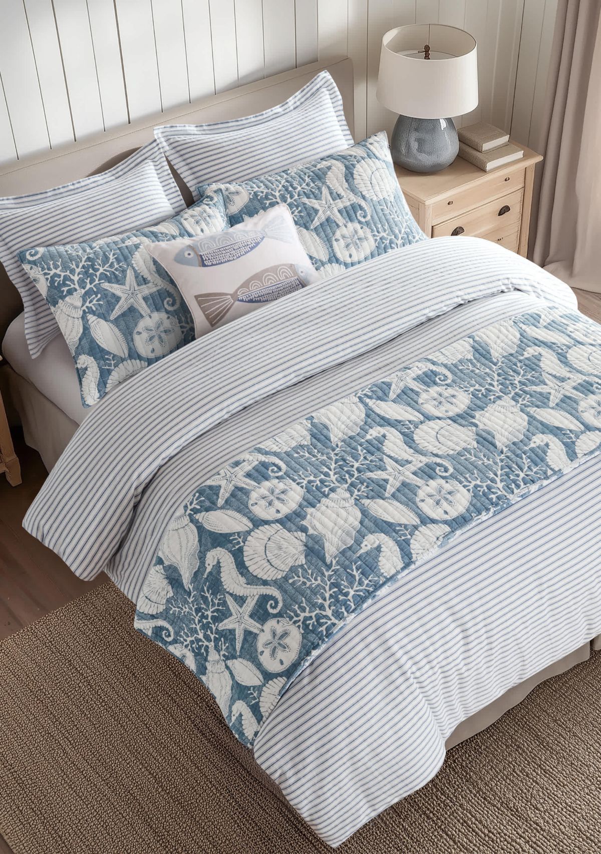Tobago Stripe Blue Comforter Set